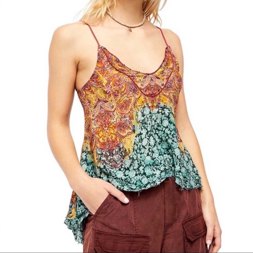 Free People NWT Way You Walk Colorful Pattern Cami